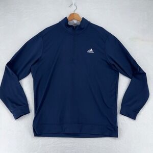 Adidas Golf Quarter Zip Pullover Navy Blue Performance Stretch Athletic Jacket L